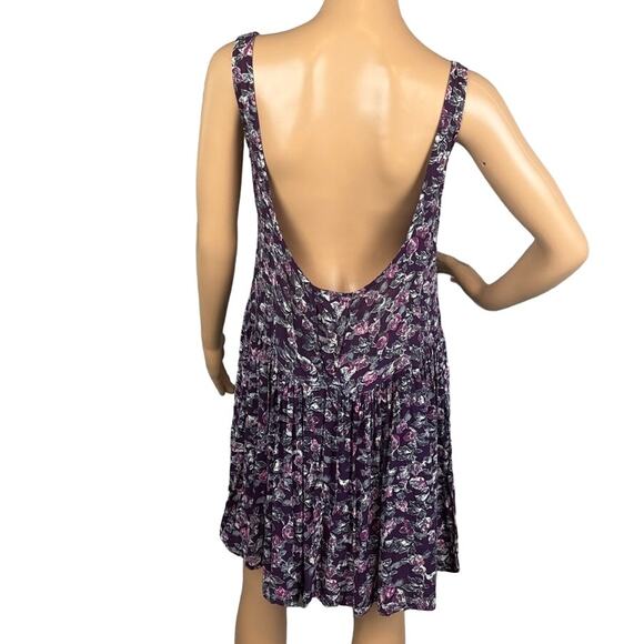 Brandy Melville Purple Floral Sleeveless Dress Backless One Size Vacay Beachy - Picture 3 of 7